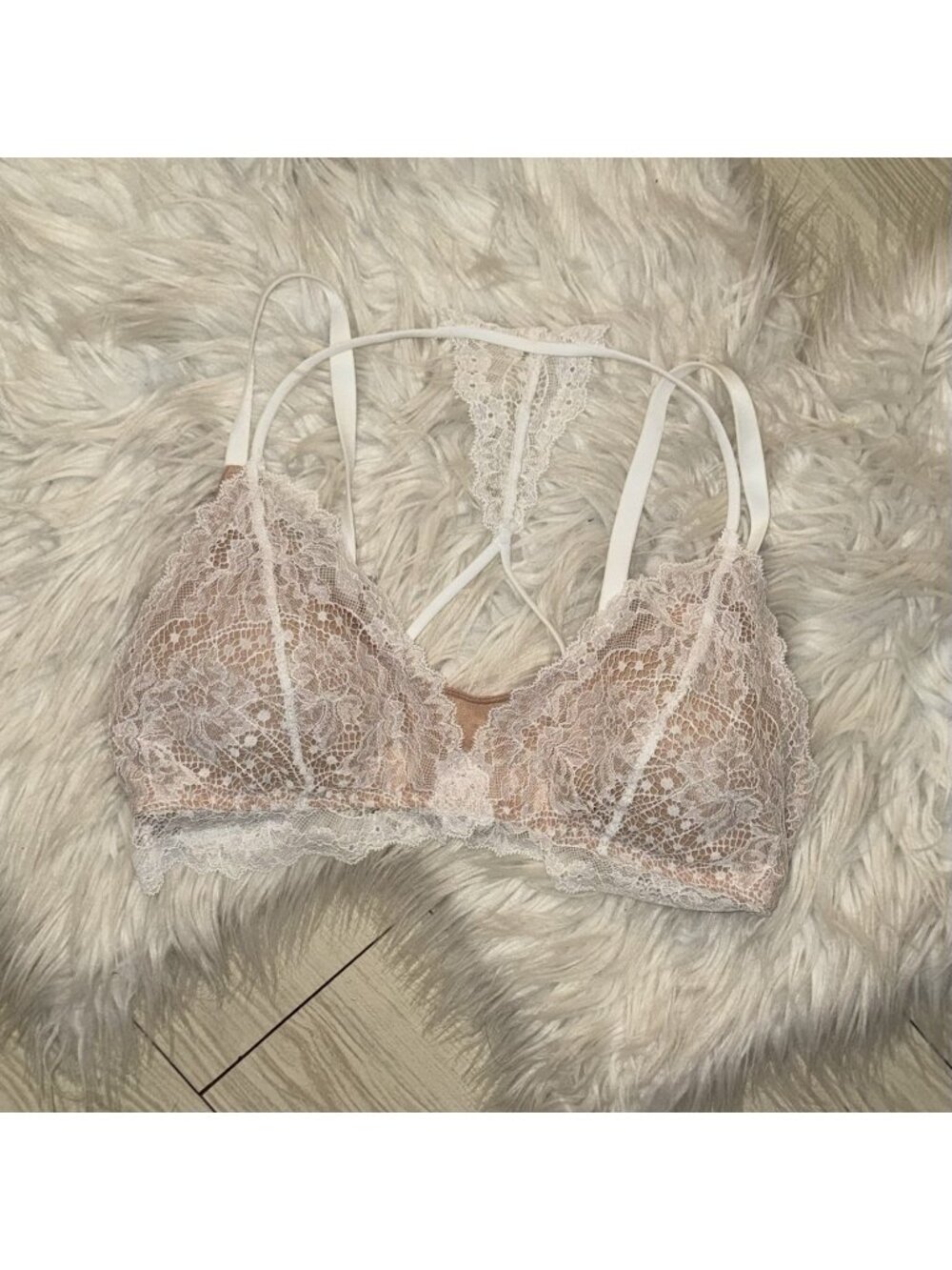 Soma TellTale The Lover Bralette Bra Lace Lined Strappy WF Womens M Medium White